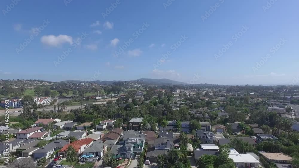 Panoramic view from drone of Pacific Ocean and San Juan Capistrano beach. Fly over beach city with spectacular view of Pacific Ocean Panoramic view from drone of Pacific Ocean and San Juan Capistrano beach. Fly over beach city with spectacular view of Pacific Ocean