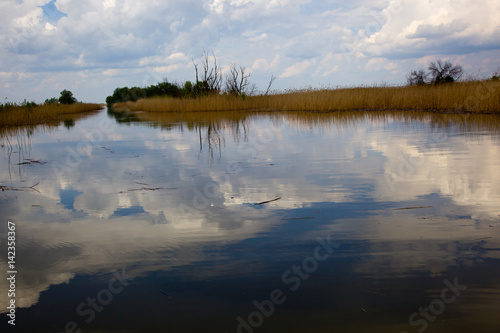 Beautiful spring landscape in the Volga Delta. Astrakhan region. Russia