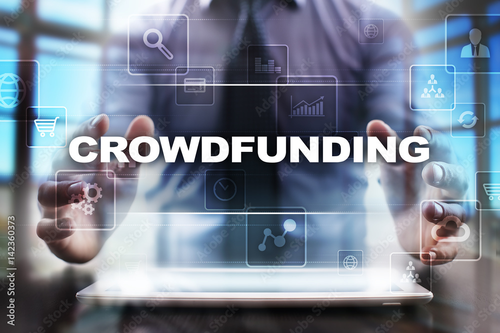 Businessman using tablet pc and selecting crowdfunding. Businessman using tablet pc and selecting crowdfunding.