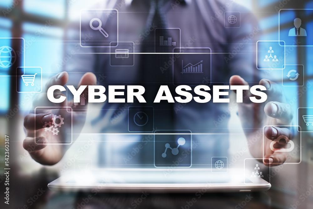 Businessman using tablet pc and selecting cyber assets. Businessman using tablet pc and selecting cyber assets.