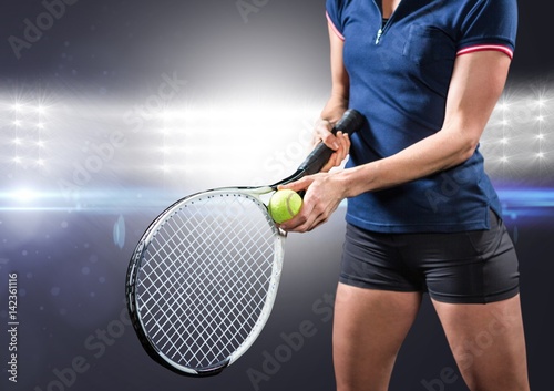 Tennis player against bright lights © vectorfusionart