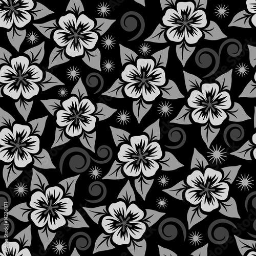 Abstract seamless flower ornamental vector pattern.