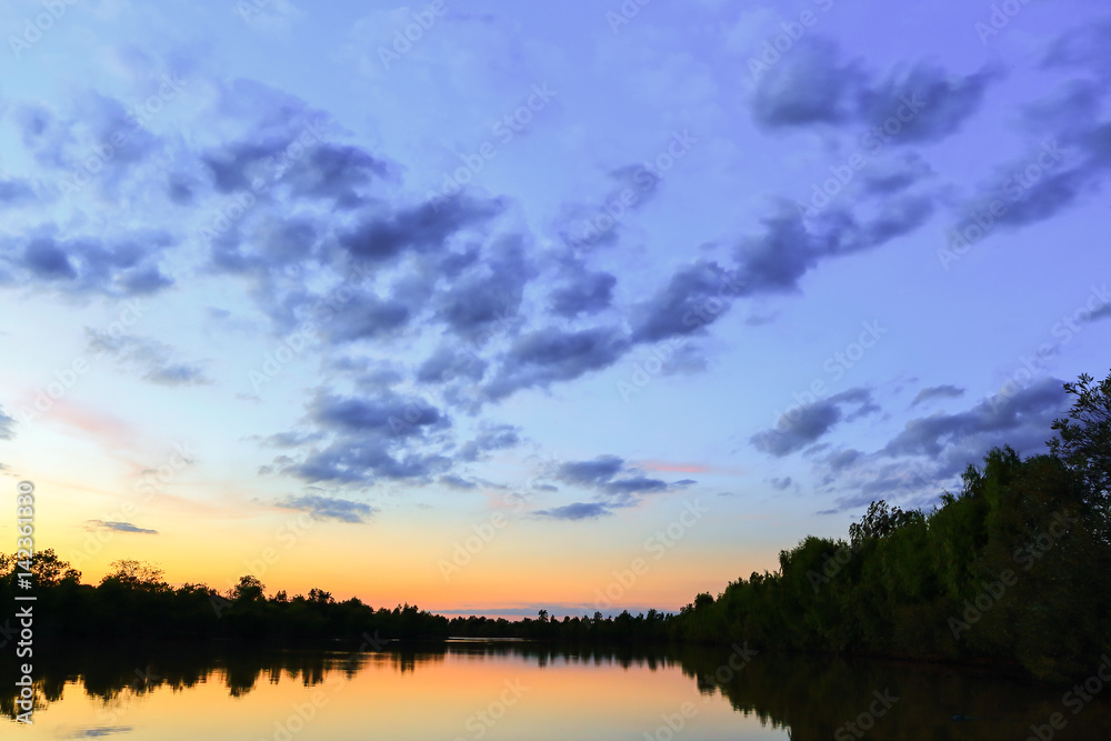 Beautiful atmosphere sky at sunset.