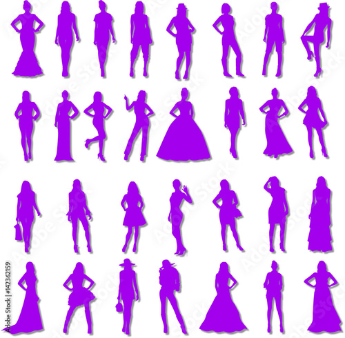 purple silhouette of fashionable women