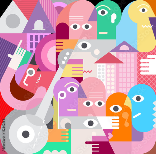 A Large Group Of People Vector Illustration