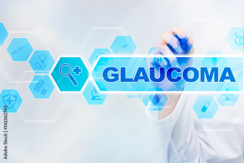 Medical doctor drawing glaucoma on the virtual screen. Medical doctor drawing glaucoma on the virtual screen.