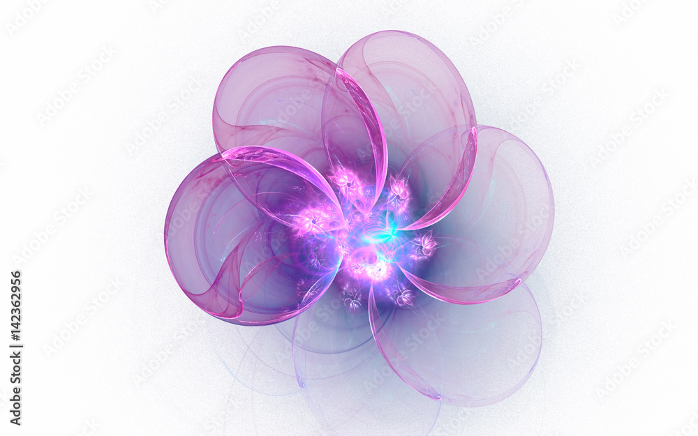 Fototapeta premium 3D rendering and isolated abstract fire flame fractal on white background