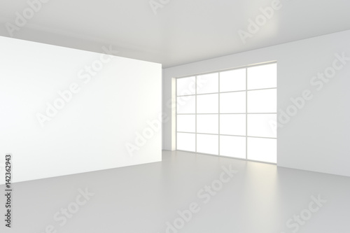 Modern empty room with white billboard. 3D Render.