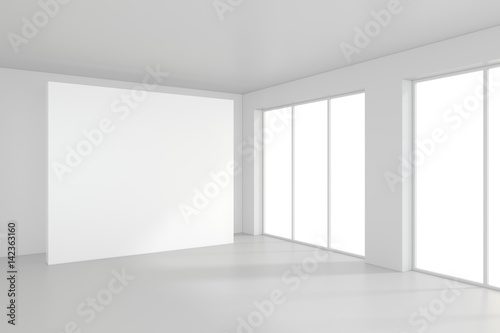 Fototapeta Naklejka Na Ścianę i Meble -  Modern empty room with white billboard. 3D Render.