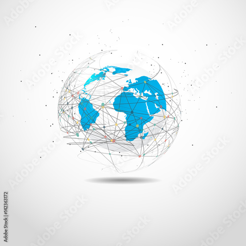 World map point, line, composition, representing the global, Global network connection,international meaning.