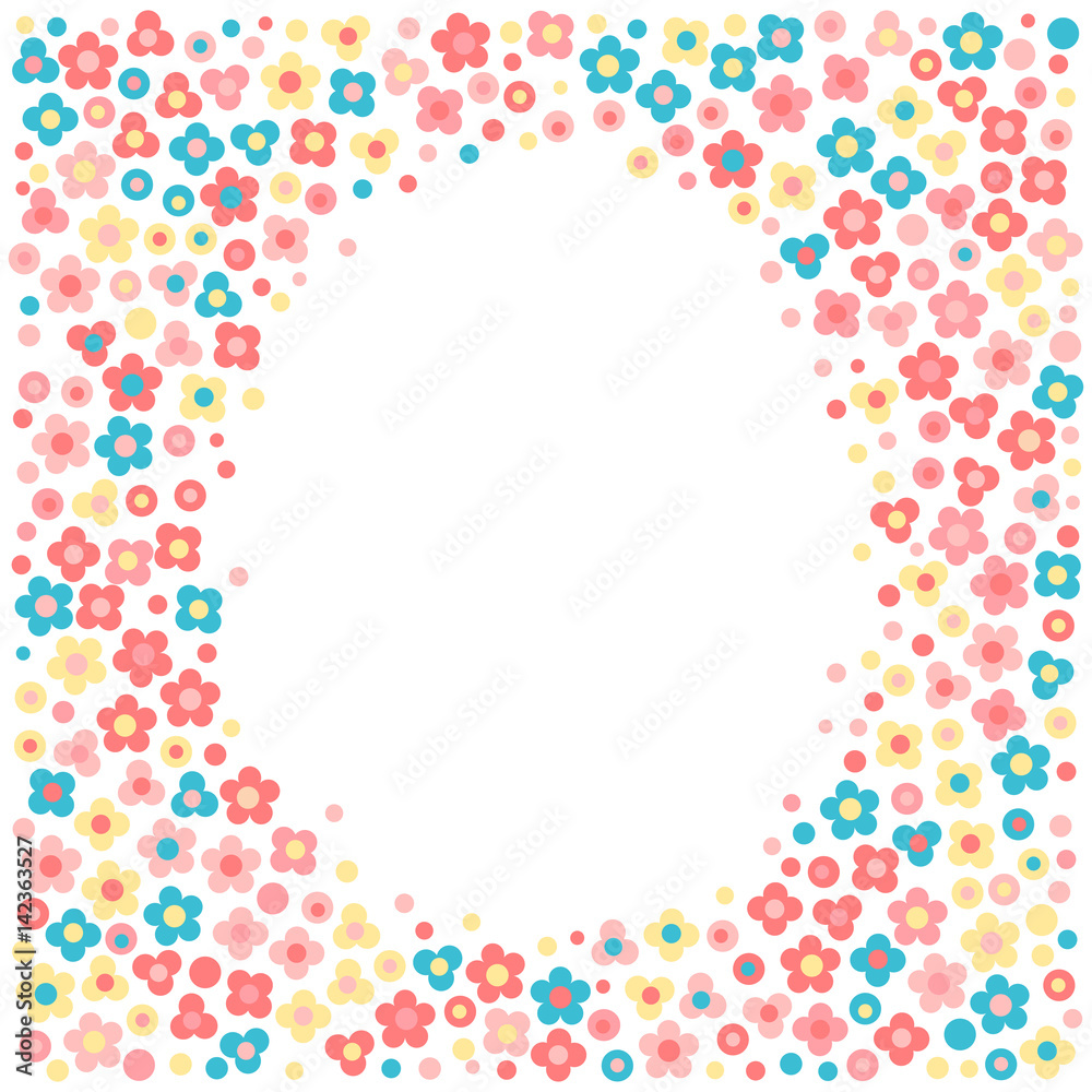 Frame with tiny flowers in a cartoon style.