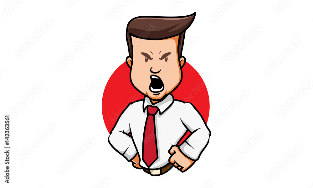 Office male rage character vector, office woman rage icon