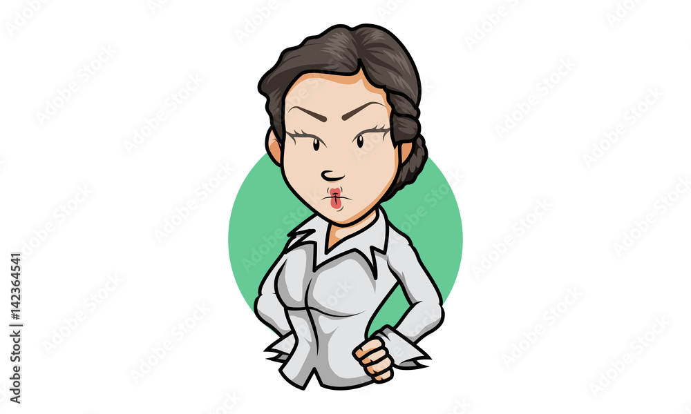 Office woman silly character vector, office woman silly icon
