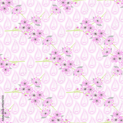 Vector seamless floral pattern in japanese style.