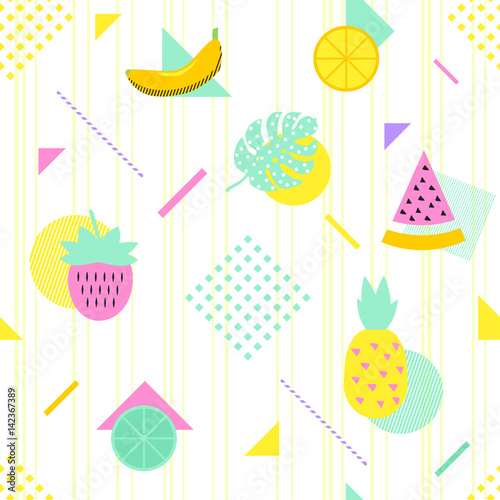 Trendy fruits summer background. Vector illustration.