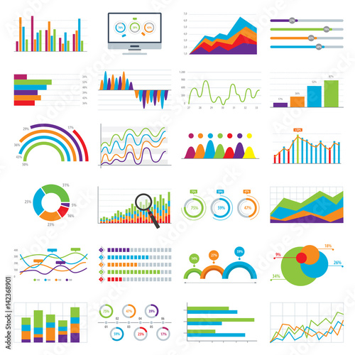 Business data market charts diagrams and graphs