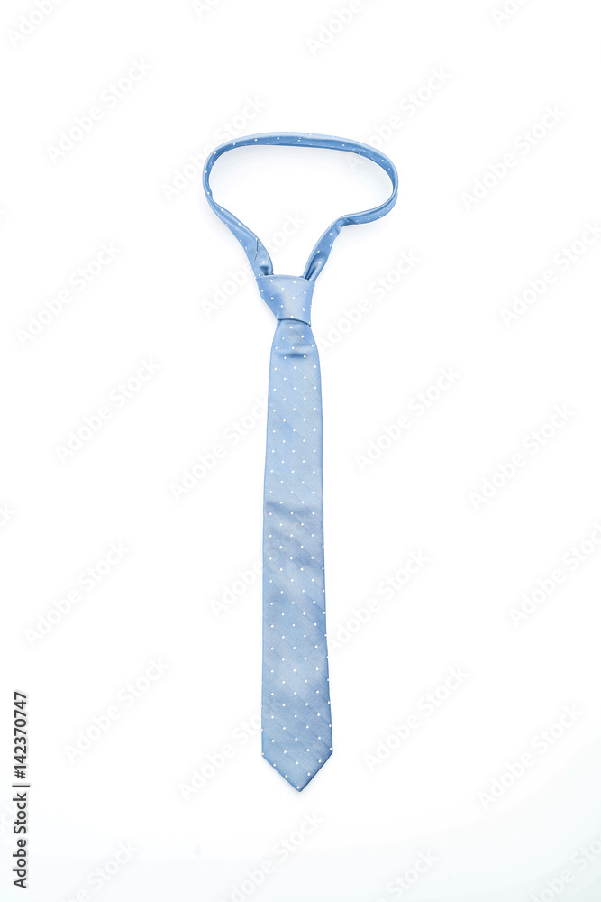 beautiful blue necktie on white