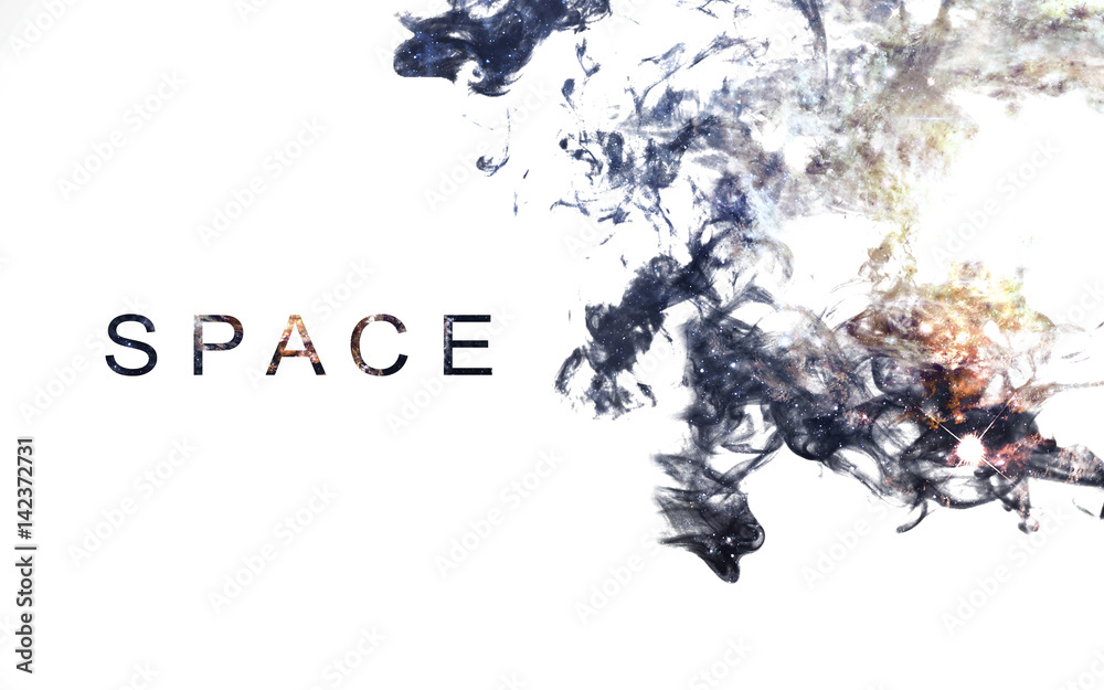 Modern space art. Dust of universe, smoke, isolated on clear white background. Elements furnished by NASA