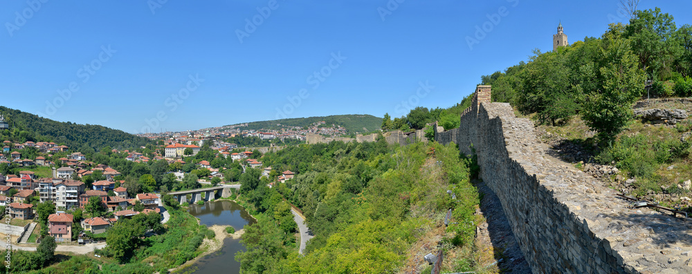 The fortress walls of Tsarevets castle and Veliko Tarnovo city, Bulgaria