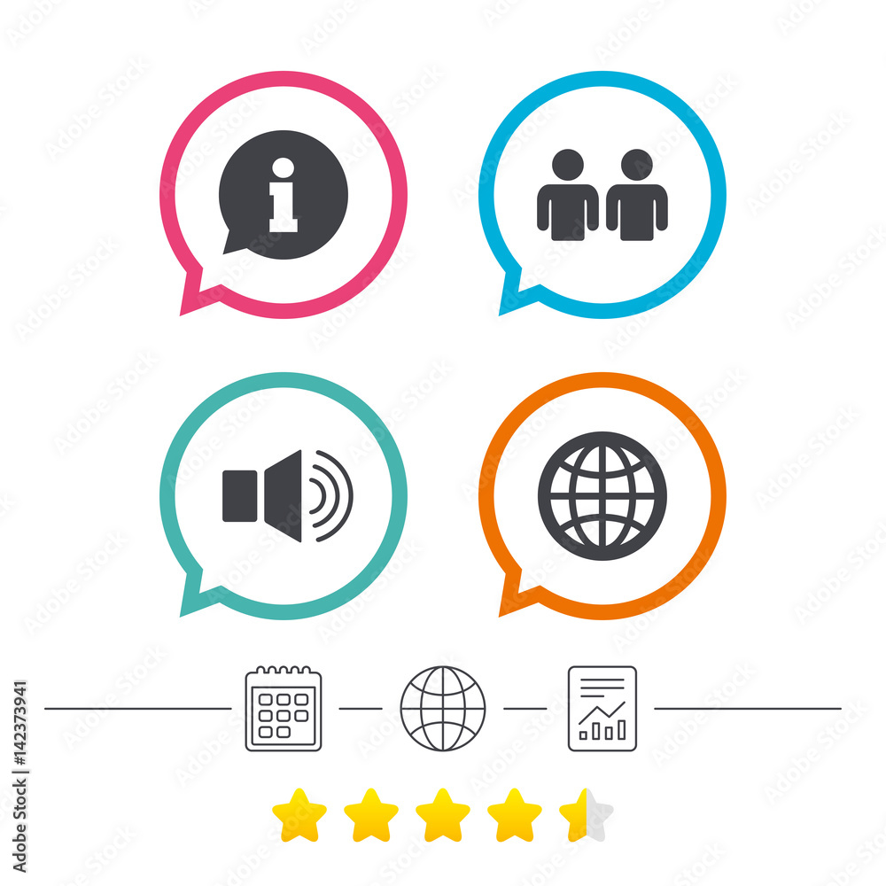 Information sign and group. Communication icons. Information sign and group. Communication icons.