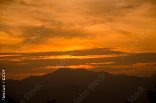 Sunset on mountain background