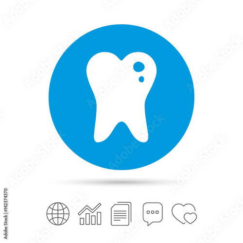 Caries tooth sign icon. Dental care symbol.