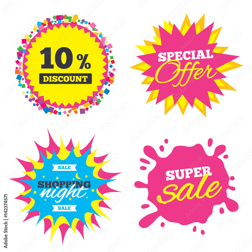 10 percent discount sign icon. Sale symbol. 10 percent discount sign icon. Sale symbol.