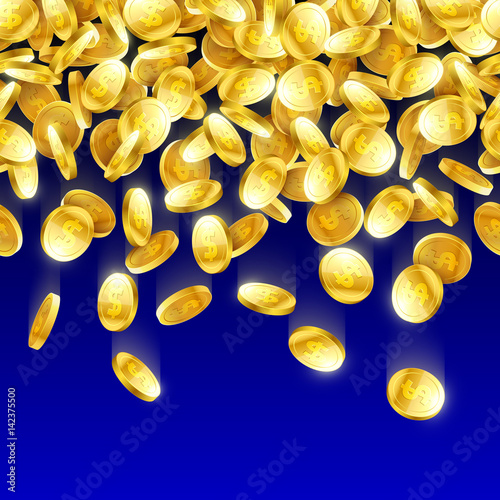 Gold falling 3D coins on co...