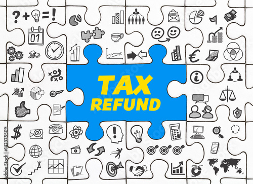 Tax Refund   Puzzle mit Symbole