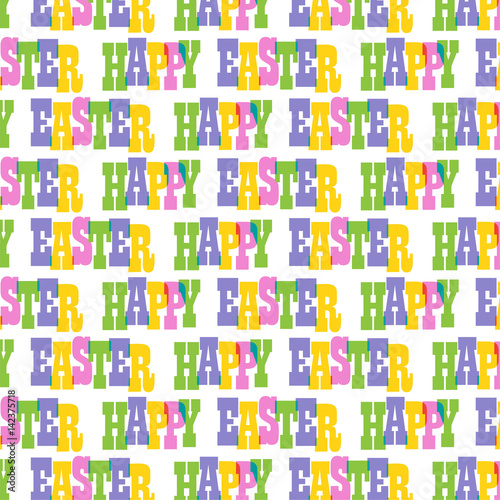 happy easter typography pattern on white