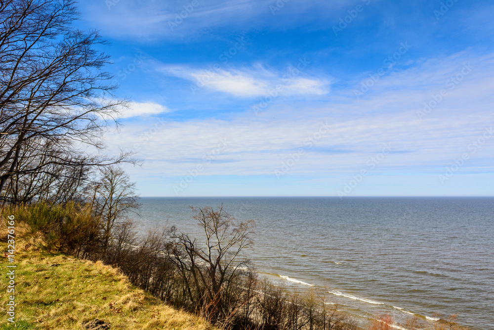 Beautiful view of the shore of Baltic Sea in Jastrzebia Gora. Poland.