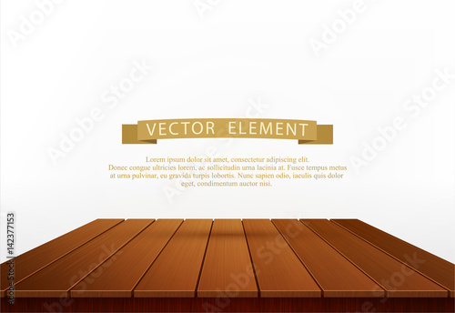 Vector wooden table isolated on white background. Element for design