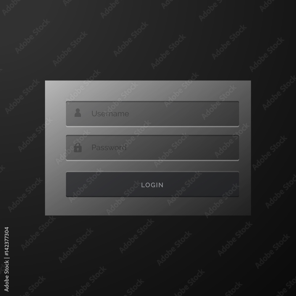 dark black login form user interface template design Stock Vector ...