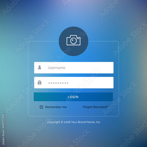 elegant UI login form design on blurred background