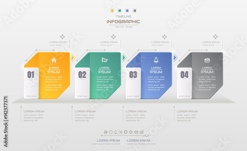 Infographics design template with business icons, process diagram, vector eps10 illustration