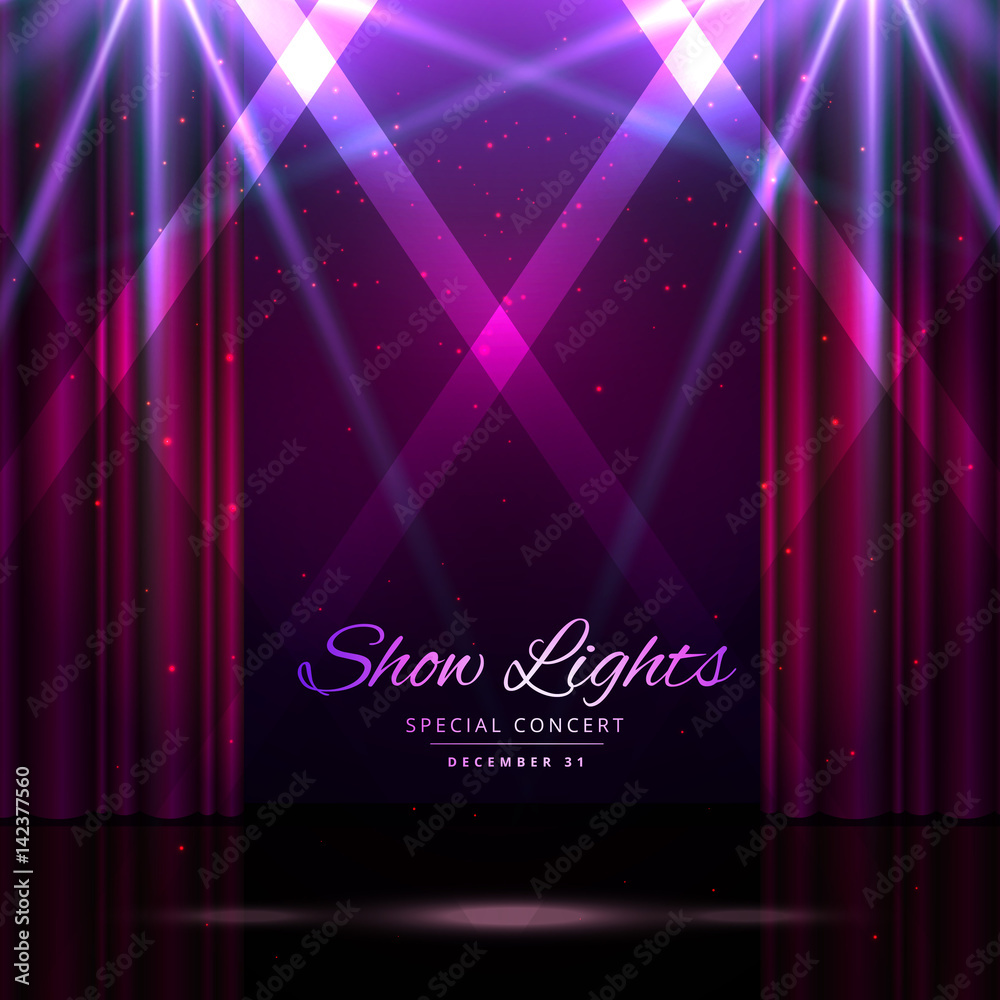 Naklejka premium stage with curtains and spotlights