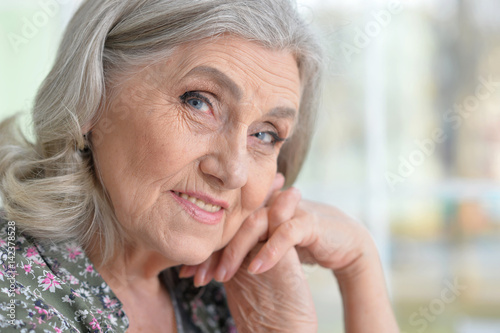 Beautiful elderly woman close-up