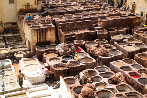 leather factory in Fez, Morocco, North Africa