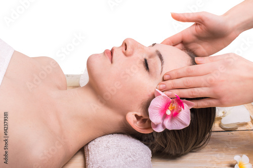 Portrait of young woman in spa environment. Spa concept