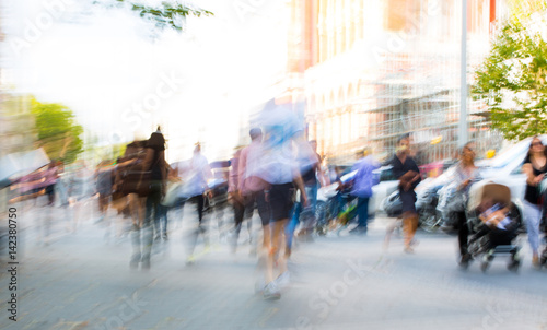  Blurred image of people walking in the Knightsbridge. Modern life concept  London, UK © IRStone