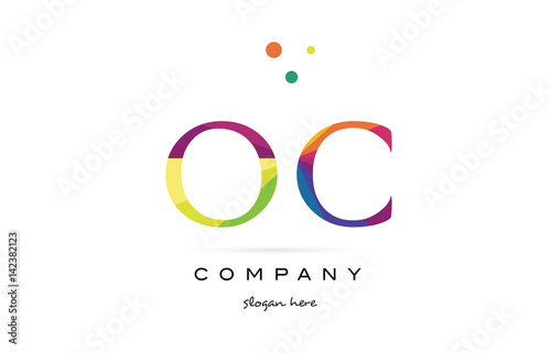 oc o c creative rainbow colors alphabet letter logo icon