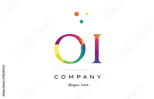 oi o i  creative rainbow colors alphabet letter logo icon