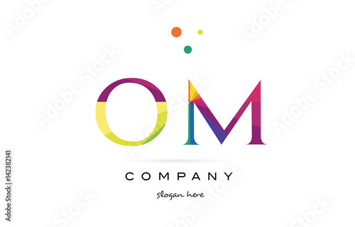 om o m  creative rainbow colors alphabet letter logo icon
