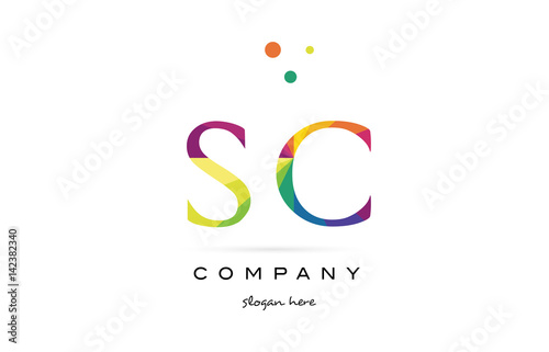 sc s c creative rainbow colors alphabet letter logo icon