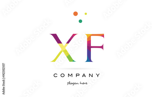 xf x f  creative rainbow colors alphabet letter logo icon