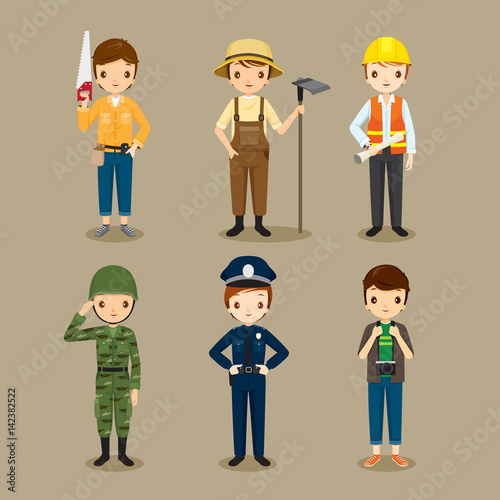 Man, People With Different Occupations Set, Profession, Avatar, Worker, Job, Duty