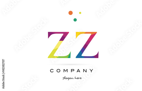 zz z  creative rainbow colors alphabet letter logo icon