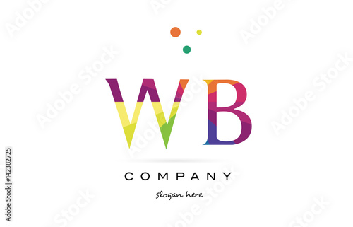 wb w b  creative rainbow colors alphabet letter logo icon