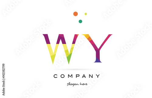 wy w y  creative rainbow colors alphabet letter logo icon