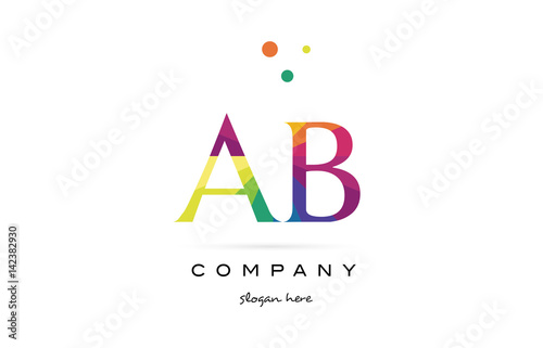 ab a b  creative rainbow colors alphabet letter logo icon